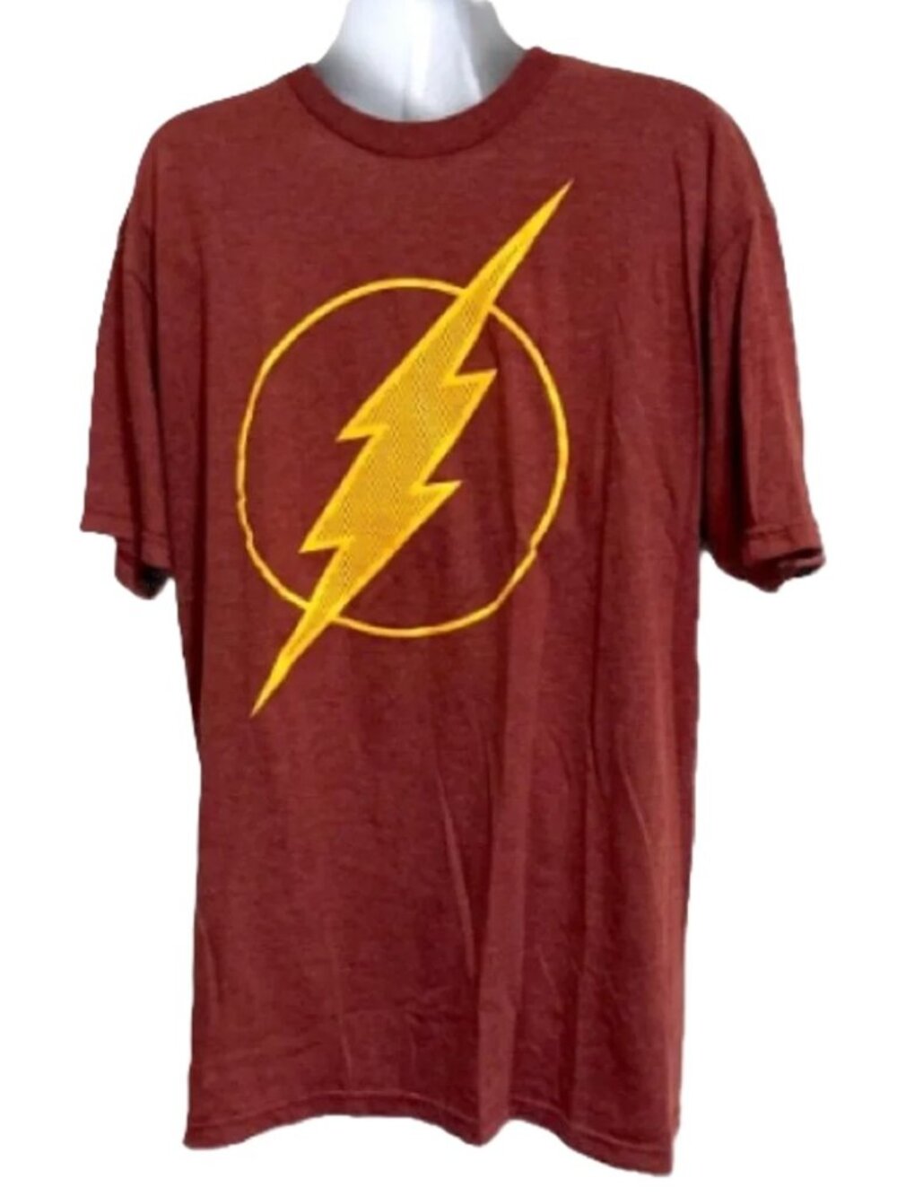 THE FLASH Authentic Super Hero Burgundy Casual Comfortable T shirt Mens Large